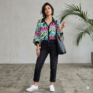 LIVE 4 TRUTH Graffiti Street Art Blouse L Y2K Aesthetic Boxy Oversized Fit Top.
